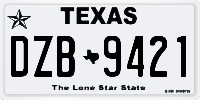 TX license plate DZB9421