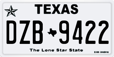 TX license plate DZB9422