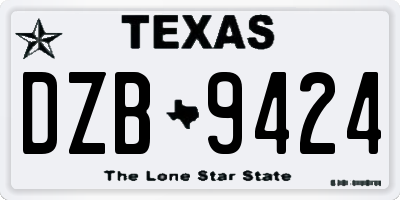 TX license plate DZB9424