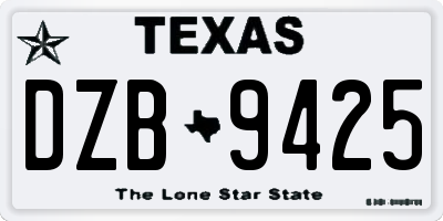 TX license plate DZB9425