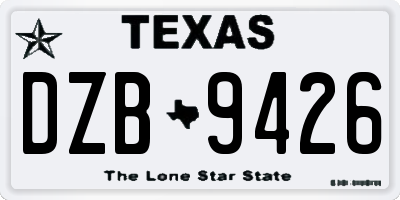TX license plate DZB9426
