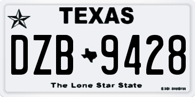 TX license plate DZB9428