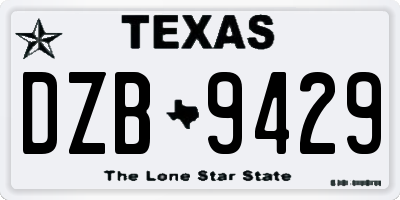 TX license plate DZB9429
