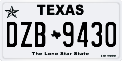 TX license plate DZB9430