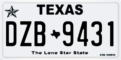 TX license plate DZB9431