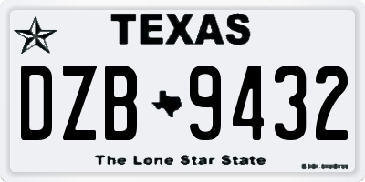 TX license plate DZB9432