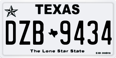 TX license plate DZB9434