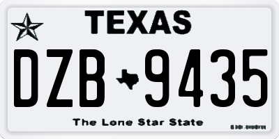TX license plate DZB9435