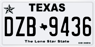 TX license plate DZB9436