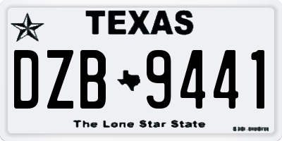 TX license plate DZB9441