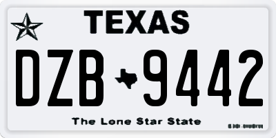 TX license plate DZB9442