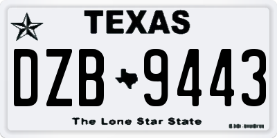 TX license plate DZB9443