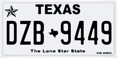 TX license plate DZB9449