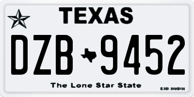 TX license plate DZB9452