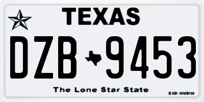 TX license plate DZB9453