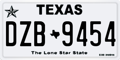 TX license plate DZB9454