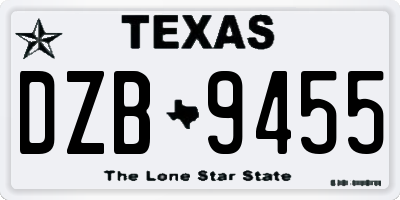 TX license plate DZB9455