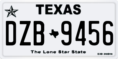 TX license plate DZB9456