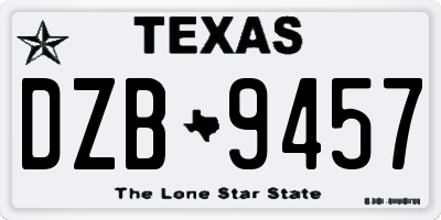 TX license plate DZB9457