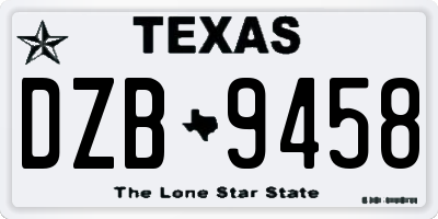 TX license plate DZB9458