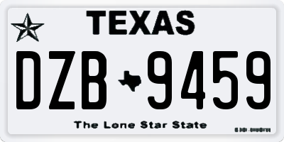 TX license plate DZB9459