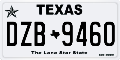 TX license plate DZB9460