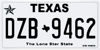 TX license plate DZB9462