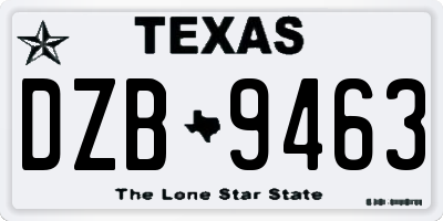 TX license plate DZB9463