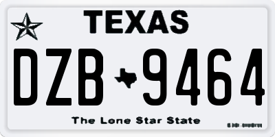 TX license plate DZB9464