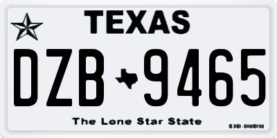 TX license plate DZB9465