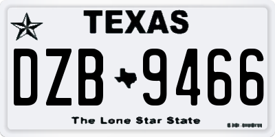TX license plate DZB9466