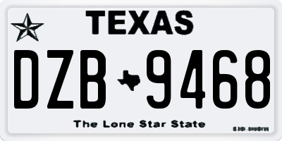 TX license plate DZB9468