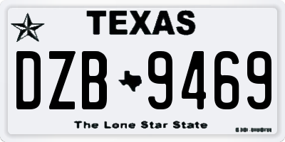 TX license plate DZB9469