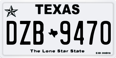 TX license plate DZB9470