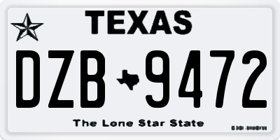TX license plate DZB9472