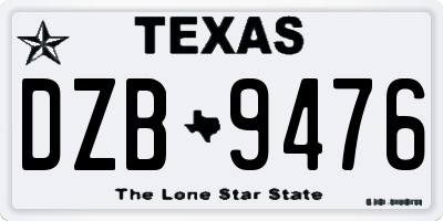 TX license plate DZB9476