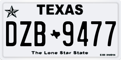 TX license plate DZB9477