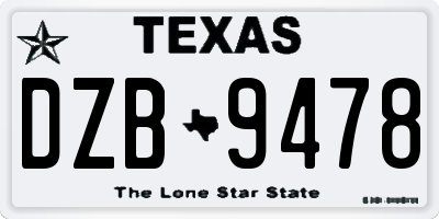 TX license plate DZB9478