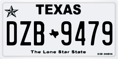 TX license plate DZB9479