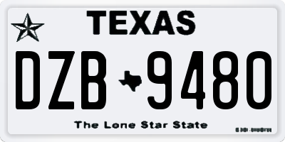 TX license plate DZB9480