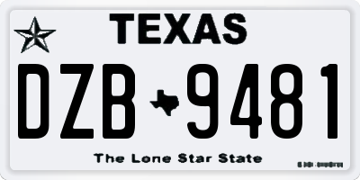 TX license plate DZB9481