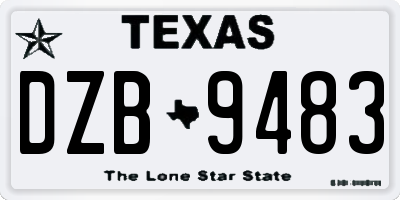 TX license plate DZB9483