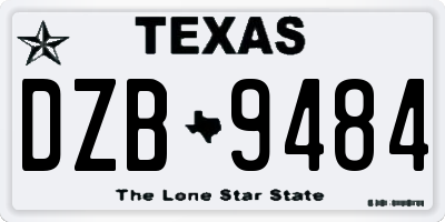 TX license plate DZB9484