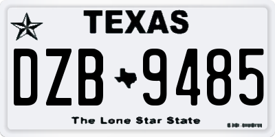 TX license plate DZB9485