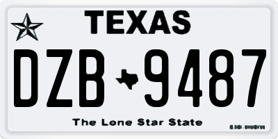 TX license plate DZB9487