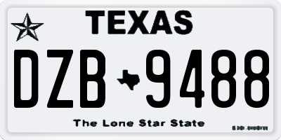 TX license plate DZB9488