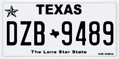 TX license plate DZB9489
