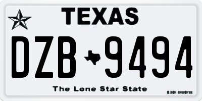 TX license plate DZB9494