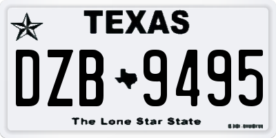 TX license plate DZB9495