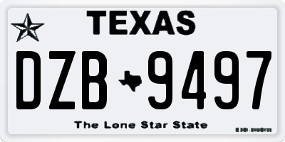 TX license plate DZB9497